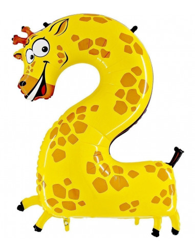 Ballon Geant Chiffre 2 Girafe En Aluminium Les Bambetises