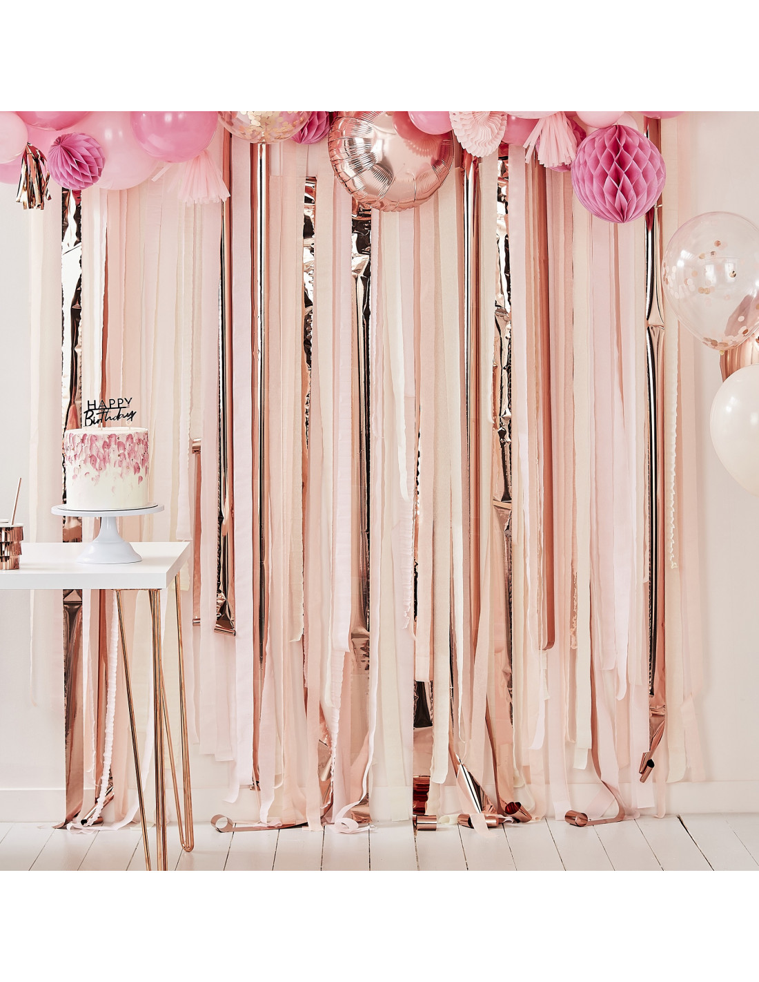 Kit Rideau Rubans Crepon Roses Peche Rose Gold Les Bambetises