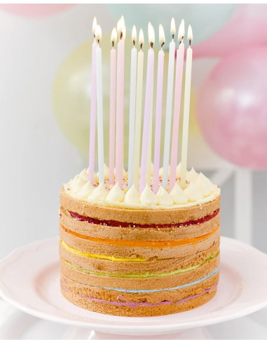 16 Bougies Anniversaire Pastels 14cms Les Bambetises