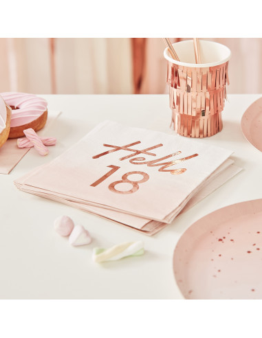 16 Serviettes Degradees 18 Ans Rose Gold Les Bambetises