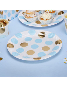 Confettis De Table Chevrons Et Pois Bleus Et Dores Les Bambetises