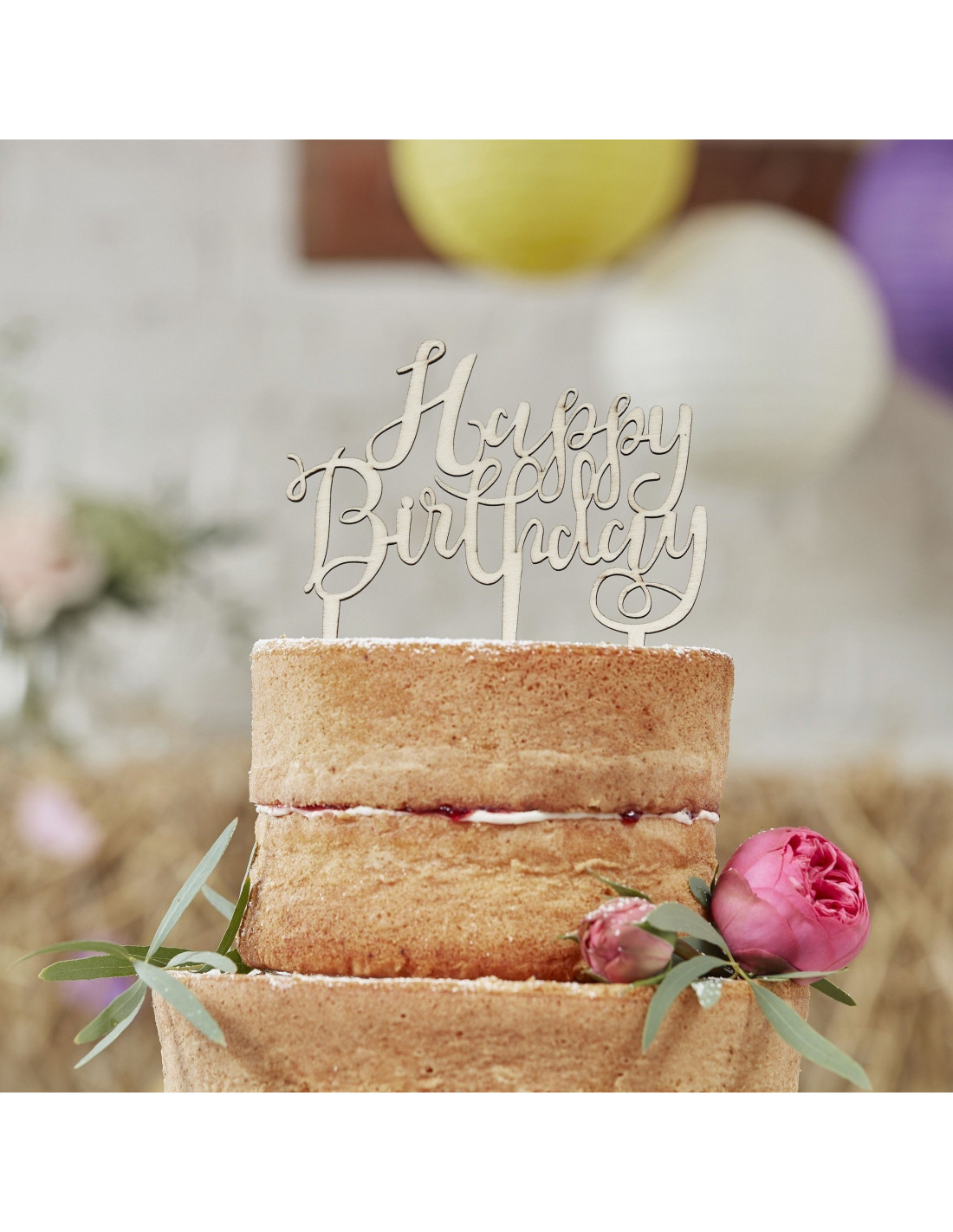 Cake Topper En Bois Happy Birthday Les Bambetises