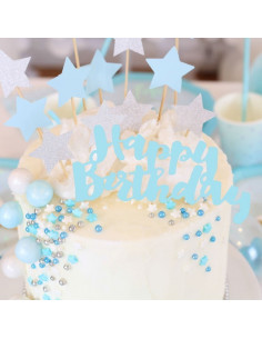 Anniversaire Bleu Et Argent Deco De Salle Table Gateau Les Bambetises