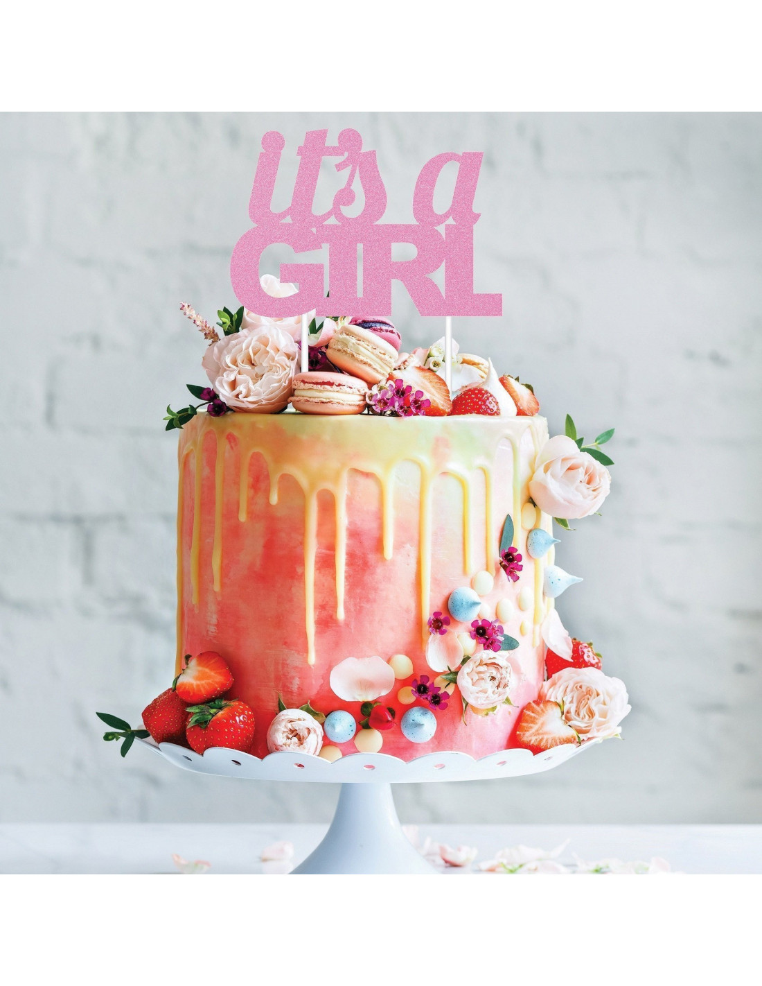 Decoration Gateau It S A Girl Paillettes Roses Les Bambetises