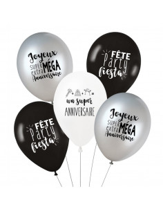 Decoration Anniversaire Adulte Noir Et Blanc Argent Les Bambetises