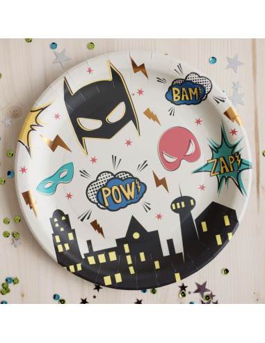 8 Grandes Assiettes Super Heros Les Bambetises