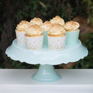 Caissette cupcake bleu à pois blancs (x 50)
