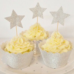 decorations gateau étoiles baby shower bapteme anniversaire star cupcakes toppers