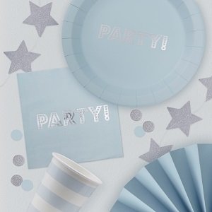 anniversaire-adulte-theme-bleu-ciel-argent-vaisselle-jetable