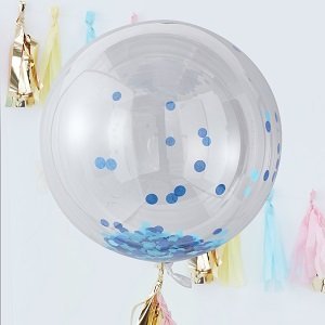 anniversaire-garcon-bleu-or-ballon-confettis